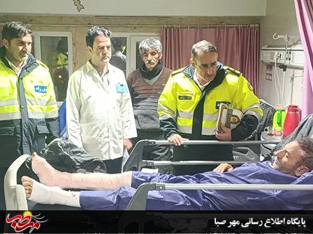 عیادت رئیس پلیس‌راه میانه–زنجان از مصدومان حادثه واژگونی اتوبوس در محور سرچم–اردبیل