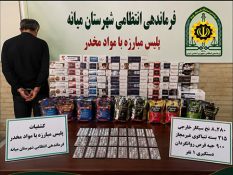 کشف بیش از ۸ هزار نخ سیگار خارجی، تنباکوی غیرمجاز و قرص روان‌گردان در میانه