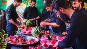 اهدای ۱۱ تن هندوانه کشاورزان میانه به موکب‌های حسینی